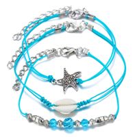 Unisex Starfish  Shell Rice Beads  Shells  Alloy Creative Bohemian Starfish Shell Blue Beads Ankle Bracelet Pj190422118663 main image 6