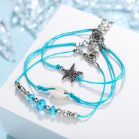 Unisex Starfish  Shell Rice Beads  Shells  Alloy Creative Bohemian Starfish Shell Blue Beads Ankle Bracelet Pj190422118663 main image 3