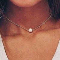 Neue Halskette Retro Einfache Einzelne Künstliche Perle Einlagige Halskette Halskette Schmuck Frauen main image 2
