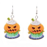 Estilo De Pareja  Hombre  Calabaza De Halloween Para Mujer  Sombrero  Acrílico De Murciélago Aretes Yl190422118625 sku image 1