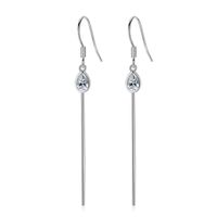 Womens Drop-shaped Electroplated Copper Inlay Zircons Simple Long Drop-shaped Female Earrings Tm190423118869 main image 1