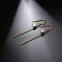 Womens Drop-shaped Electroplated Copper Inlay Zircons Simple Long Drop-shaped Female Earrings Tm190423118869 main image 5