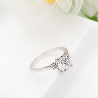 Jinse Fünf-gesetz-ring Kupfer Eingelegter 3a Zirkon Einfacher Einzel Diamant Verlobung Sring Koreanische Mode Ring main image 3