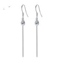 Womens Drop-shaped Electroplated Copper Inlay Zircons Simple Long Drop-shaped Female Earrings Tm190423118869 sku image 1