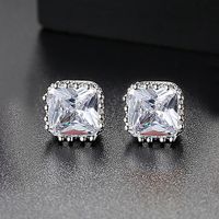 Jinse 8*8 Champagner Zirkon Platt Ierte Champagner Gold Ohrringe Temperament Koreanische Ohrringe Hersteller Großhandel Weibliche Geschenke sku image 1