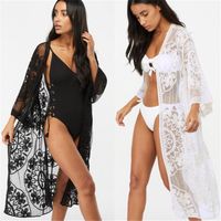 Women's Fashion Sweet Embroidery Hollow Out Long Sleeve Solid Color Swimming main image 2