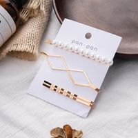 Côté Clip Coréen Métal Perle Barrettes Combinaison Minimaliste Doux Style Bang Clip Bar Clip Clip Côté En Épingle À Cheveux Ornements De Cheveux Femme main image 14