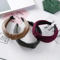 Einfache Koreanische Version Von Einfarbigen Gestrickten Knoten, Breite Krempe, Retro-stirnband, Vielseitiges Temperament, Haarband, Haarschmuck main image 4