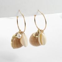 Womens Shell  Alloy-plated Beaded Beads Conch Seashell Earrings Ll190426119509 main image 1