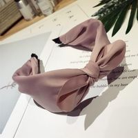 Koreanische Neue Qualität Kopf Bedeckung, Einfache Einfarbige Wicklung, Mitte Geknotete Kaninchen Ohren, Bowknot, Breites Stirnband, Gepresigtes Haar sku image 3