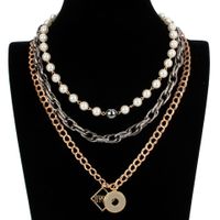 Womens Geometric Aluminum Multilayer Alloy Love Chain Necklaces Ct190429119712 main image 3