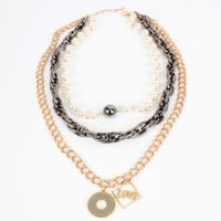 Womens Geometric Aluminum Multilayer Alloy Love Chain Necklaces Ct190429119712 main image 6