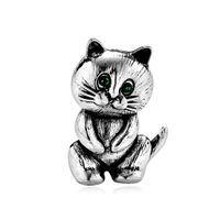 Koreanische Mode Persönlichkeit Cartoon Katze Brosche All-match Retro Tier Legierung Diamant Anzug Bekleidungs Zubehör main image 1