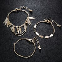 Nouveau Accessoires De Mode Populaire Creative Plaquette Ronde Perles Gland Chaîne Feuille Alliage Bracelet 3-pièces Ensemble main image 4