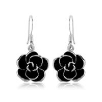 Cadeau Du Jour De Valentine Coréenne Mode Noir Rose Crochet D'oreille Boucles D'oreilles Tempérament Sauvage Banlieue Boucles D'oreilles 85636 main image 3