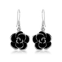 Womens  Fashion Black Rose Floral Plating Alloy Earrings Lj190429119868 main image 3