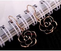 Womens  Fashion Black Rose Floral Plating Alloy Earrings Lj190429119868 main image 4