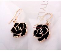 Womens  Fashion Black Rose Floral Plating Alloy Earrings Lj190429119868 main image 5