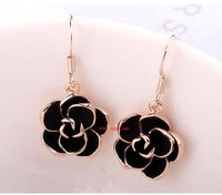 Cadeau Du Jour De Valentine Coréenne Mode Noir Rose Crochet D'oreille Boucles D'oreilles Tempérament Sauvage Banlieue Boucles D'oreilles 85636 main image 6