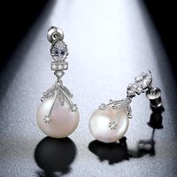 Jinse White Begonia Süßwasser Perle 12mm Zirkon Ohrringe Koreanische Mode Ohrringe Geschenk Frauen main image 5