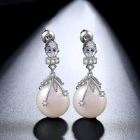 Jinse White Begonia Süßwasser Perle 12mm Zirkon Ohrringe Koreanische Mode Ohrringe Geschenk Frauen main image 3