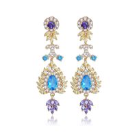 Womens Geometry Electroplated Copper Inlay Zircons Popular Long Earrings Tm190429119889 main image 1