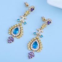 Womens Geometry Electroplated Copper Inlay Zircons Popular Long Earrings Tm190429119889 main image 4