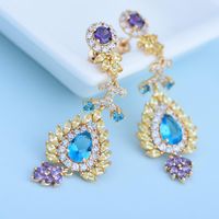 Womens Geometry Electroplated Copper Inlay Zircons Popular Long Earrings Tm190429119889 main image 5