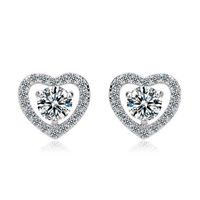 Womens Heart-shaped Copper Inlay Zircons Stud Earring Tm190429119892 main image 1