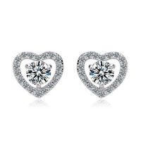 Womens Heart-shaped Copper Inlay Zircons Stud Earring Tm190429119892 main image 2