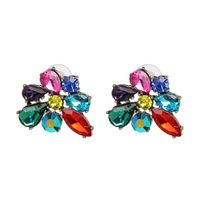 Womens Floral Rhinestone Metal Earrings Jj190429119700 sku image 1