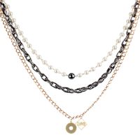 Womens Geometric Aluminum Multilayer Alloy Love Chain Necklaces Ct190429119712 sku image 1