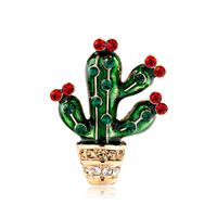 Mode Coréenne Créative Ornement Personnalisé Alliage Dripping Huile Plante Verte Cactus Corsage En Stock En Gros sku image 1