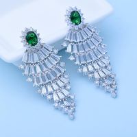 Womens Geometry Electroplated Copper Inlay Zircons Pave Earrings Tm190429119882 sku image 1