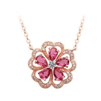 Womens Floral Electroplated Copper Inlay Zircons Necklaces Tm190429119887 sku image 1