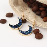 Wholesale Jewelry 1 Pair Retro Moon Alloy Natural Stone Imitated Resin Drop Earrings main image 5