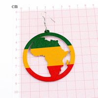 Womens Geometric Creative African Round Multicolored Map  Wood Earrings Go190430120028 main image 5
