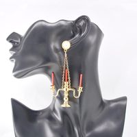 2019 Neuer Retro Barock Antiker Kristall Kronleuchter Kerzenhalter Asymmetrisch Übertrieben Perlen Ohrringe Ohrringe Ohrringe main image 3