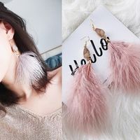 Womens Tassel  Fashion Stone Nude Feather Plating Alloy Earrings Ms190430120118 main image 1