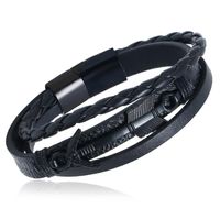 Punk Neues Retro Rindsleder Armband Mehr Schicht Iger Edelstahl Gewebtes Leder Armband Armband Herren Schmuck Großhandel main image 1