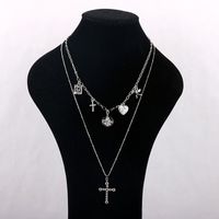 Rétro Américain Kewpie Chanceux Ange Disco Amour Croix Pendentif Collier Clavicule Chaîne Long Pull Chaîne Pour Les Femmes main image 3