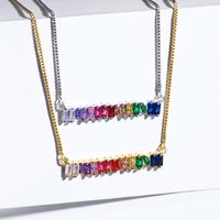 Européen Et Américain Nouveau Accessoires Coloré Zircon Pendentif Personnalité De La Mode De Cuivre Placage Diamant Collier Femelle Croix-frontière Gros Nkp12 main image 1