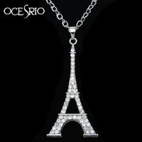 Paris Tour Eiffel Tous-match Incrusté Avec Diamant Creux Trois-dimensions Chandail Collier De Femmes Super Flash Nkm69 main image 1