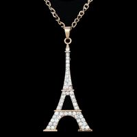 Paris Tour Eiffel Tous-match Incrusté Avec Diamant Creux Trois-dimensions Chandail Collier De Femmes Super Flash Nkm69 main image 4