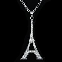 Paris Tour Eiffel Tous-match Incrusté Avec Diamant Creux Trois-dimensions Chandail Collier De Femmes Super Flash Nkm69 main image 7
