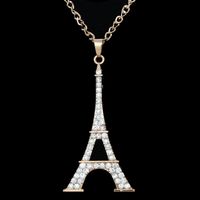 Paris Tour Eiffel Tous-match Incrusté Avec Diamant Creux Trois-dimensions Chandail Collier De Femmes Super Flash Nkm69 main image 8