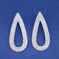 Womens Teardrop Electroplated Alloy Full Drill Hollow  Ocesrio Earrings Nhas121008 main image 2