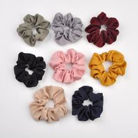 Reine Farbe Dickdarm Haar Ring Seide Satin Stoff Kopf Blume Haar Seil Koreanische Kopf Bedeckung Erwachsene Einfache Haarschmuck Perlen Anhänger Kopfs Eil main image 1