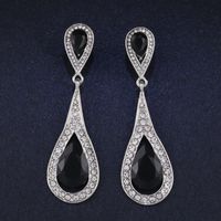 Aretes De Aleación De Cristal En Forma De Lágrima Femenina Se Elevó Nhas121117 main image 37