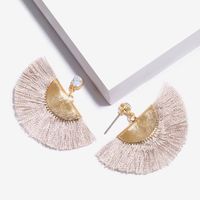 Womens Fan-shaped Rhinestone Alloy Tassel Soaring Earrings Nhas121051 sku image 6